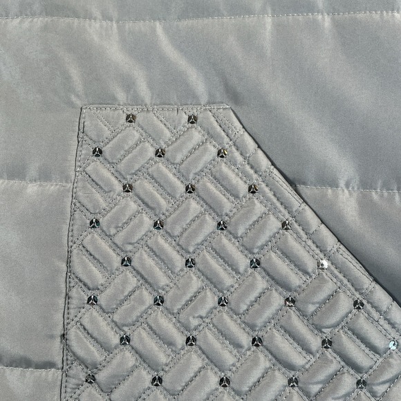 Kim Rogers Quilted Puffer Vest Sz XLarge Grey Beaded Pockets Zip Sleeveless NWT - Picture 2 of 9